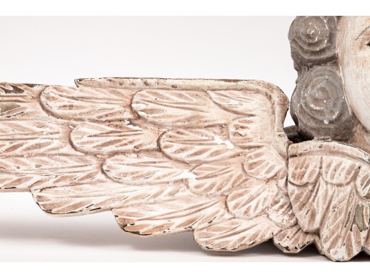 Well Carved And Painted Cherub And Wings Form Architectural Element