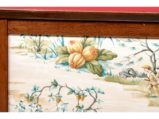 Vintage Chinoiserie Upholstered Wood Framed Firescreen
