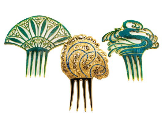 Three Semi Antique Ladies Hair Combs