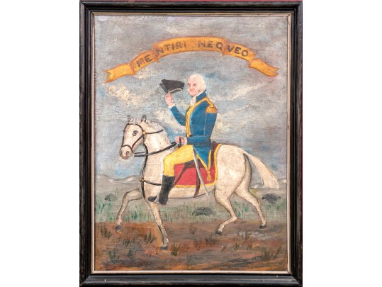 Oil On Canvas, Portrait Of George Washington On Horseback