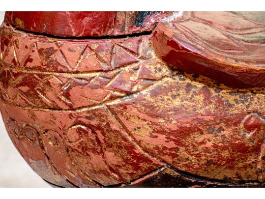 Semi-antique Indian / Indonesian Pair Of Carved And Painted Mandarin Ducks