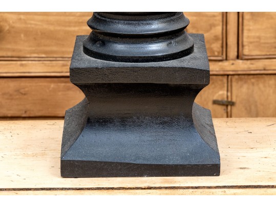 Antique Pair Of Carved And Ebonized Architectural Urn Form Finials