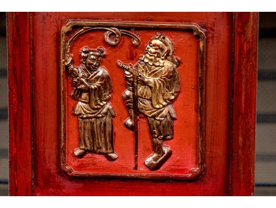 Antique Hand Carved And Lacquered Armchair