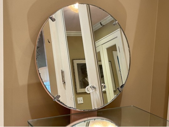 Mirrored Vanity Table With Quality Lucite Stool