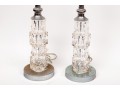 Pair Of MCM Crystal Stacked Cubes Form Table Lights