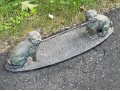 Maitland-Smith Iron Sculpture, Pugs Holding A Rope