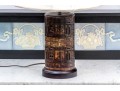 Vintage Chinese Carved Soapstone Cylindrical Table Lamp