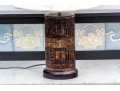 Vintage Chinese Carved Soapstone Cylindrical Table Lamp