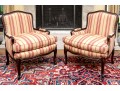 Handsome Pair Of Custom Upholstered Louis XV Style Bergeres