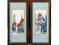 Antique Set Of Two Mixed Media On Paper Architectural Drawings