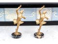 Pair Of French Art Deco Gilt Figures Of Dancers On Marble Bases