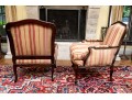 Handsome Pair Of Custom Upholstered Louis XV Style Bergeres