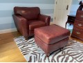 Luxurious Leather Upholstered Club Chair With Ottoman