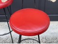 Chic Set Of Four Mid-Century Modern Swivel Counter Stools With Woven Seat Backs
