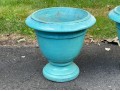 Eye-Catching Pair Of Turquoise Glazed Ceramic Garden Urns