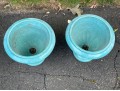 Eye-Catching Pair Of Turquoise Glazed Ceramic Garden Urns
