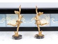 Pair Of French Art Deco Gilt Figures Of Dancers On Marble Bases