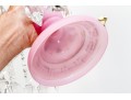Eye-Catching Antique Pink Milk Glass Lustre Vases With Crystal Drop Pendants