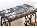 Elegant Antique French Marble-Topped Wrought Iron Accent Table