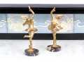 Pair Of French Art Deco Gilt Figures Of Dancers On Marble Bases