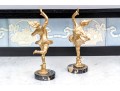 Pair Of French Art Deco Gilt Figures Of Dancers On Marble Bases