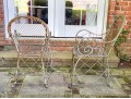 Pair Of Vintage Art Nouveau Style Wrought Iron Garden Arm Chairs (paint Project)