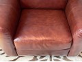 Luxurious Leather Upholstered Club Chair With Ottoman