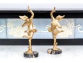 Pair Of French Art Deco Gilt Figures Of Dancers On Marble Bases