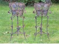 Vintage Pair Of Art Nouveau Style Wrought Iron Plant Stands