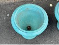 Eye-Catching Pair Of Turquoise Glazed Ceramic Garden Urns