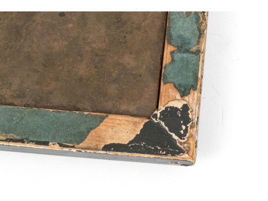 Small Vintage Portrait On Copper, Wooden Frame