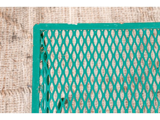 Four Piece Elegant Vintage Green Painted Wrought Iron Patio Set