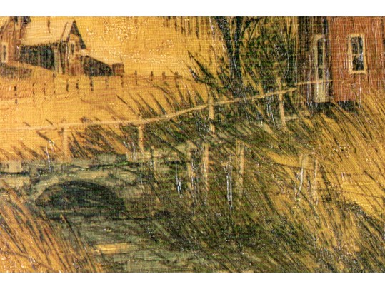 Oil On Canvas, Country Landscape With Farmstead