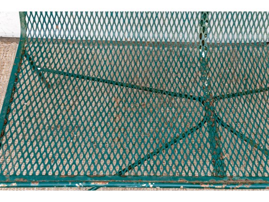 Four Piece Elegant Vintage Green Painted Wrought Iron Patio Set