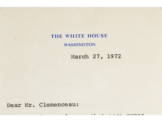 Historic Signed Letter From Former President Richard Nixon To A Donor, Dated March 27, 1972