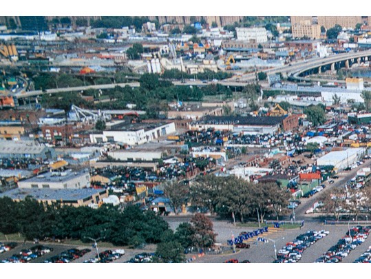 Mike Smith (Am., 20th-21st C. ) Aerial Color Print, Shea Stadium, Flushing, New York