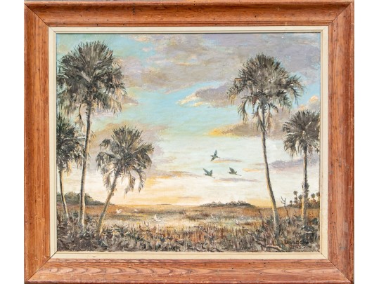 Attributed To: CHARLES Wysocki, Oil On Canvas, Geese In Flight