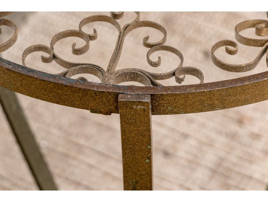 Vintage Italian Gold Painted Wrought Iron Accent Table, Ca. 1960's