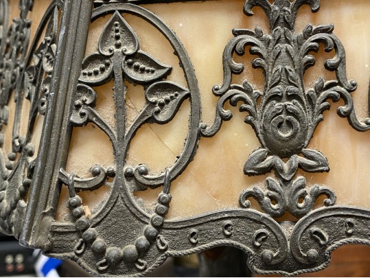 Vintage Six Pannel Slag Glass Lamp, Ca. 1910-30