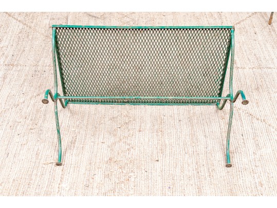 Four Piece Elegant Vintage Green Painted Wrought Iron Patio Set