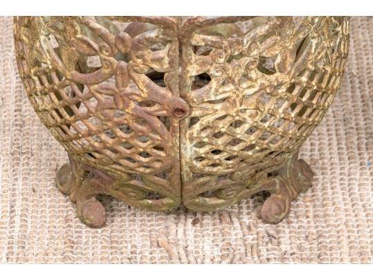 Very Decorative Pair Of Vintage Cast Iron Planters