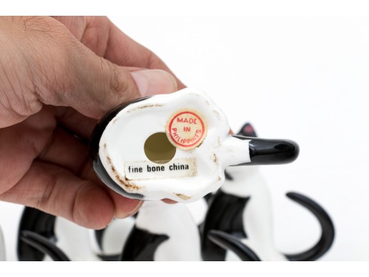 Collection Of Seven Hand-painted Bone China Cats