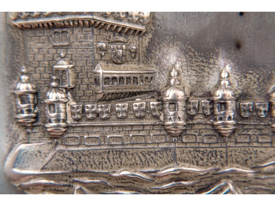 800 Silver Cigarette Case With Portuguese Repousse Decoration    3.345 Troy Ozs. 