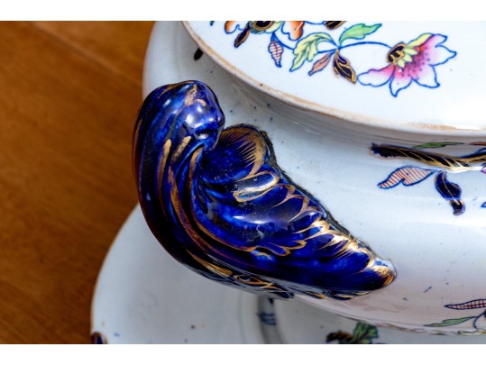 Antique English Ironstone Tureen With Underplate