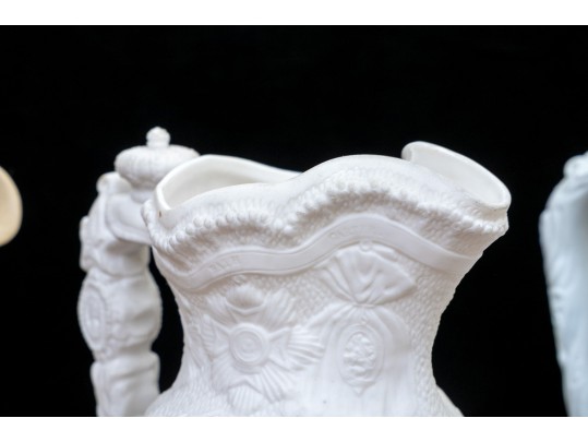 Set Of 3 Well Detailed Ceramic Water Pitchers