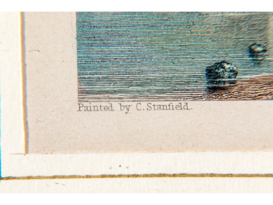 Antique Framed Color Engraving Of Murano, Venice