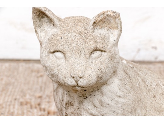 Vintage Seated Cement Garden Cat Statue