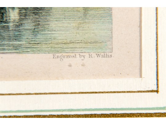 Antique Framed Color Engraving Of Murano, Venice