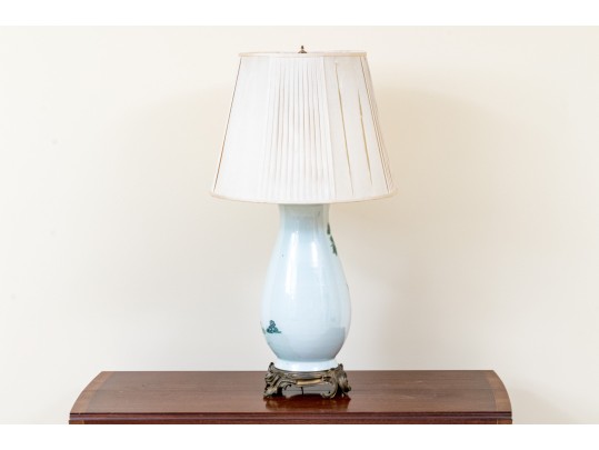 Large Antique Chinese Famille Rose Painted Porcelain Vase Mounted As A Table Lamp