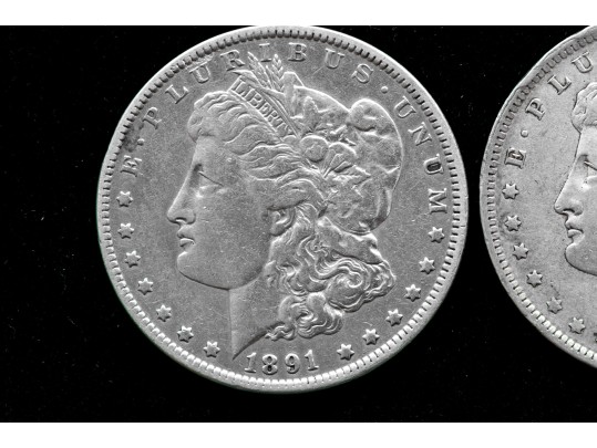 Two 1891-O Morgan Silver Dollars